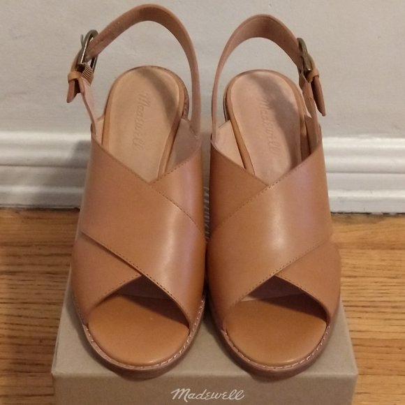 Madewell Shoes - Madewell CrissCross High-Heel Leather Sandals in Desert Camel NWOT - Size 8